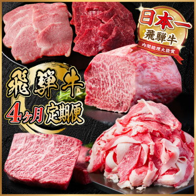 【ふるさと納税】【毎月定期便】飛騨牛 定期便 計1.7kg【冷蔵便】A4～A5 バーベキュー ローストビーフ 全4回【配送不可地域：離島】【4055506】