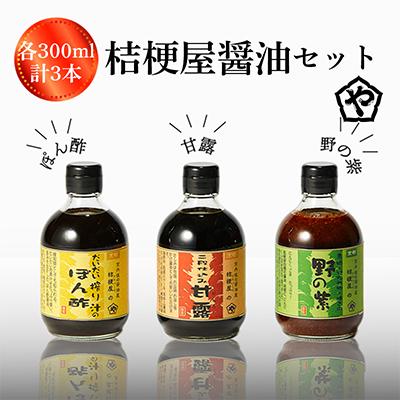 ふるさと納税 京丹後市 桔梗屋醤油セット(野の紫・甘露・絞りぽん酢　各300ml)