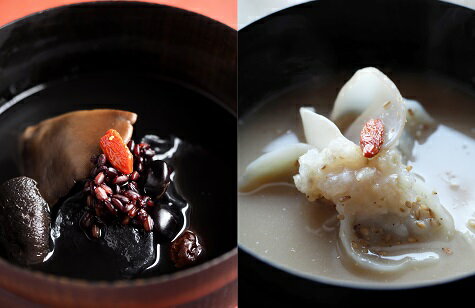 【ふるさと納税】びわ湖の天然すっぽん養生スープ黒と白　各2セット　すっぽん スッポン 鍋 なべ ナベ コラーゲン こらーげん 美肌 びはだ 健康 けんこう 楽天 返礼品 寄付 お歳暮 ギフト プレゼント 滋賀 東近江 B-G06　湖香六根