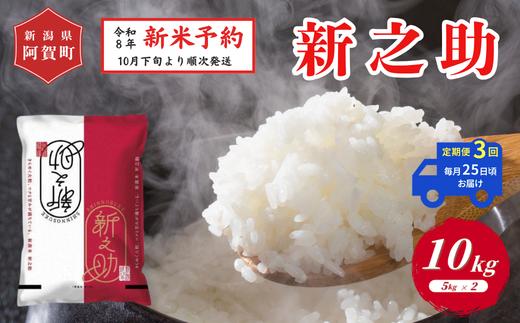 《令和8年産　新米予約》【定期便 全3回】米 10kg（5kg×2袋）×3回 (計30kg) 新潟県阿賀町 津川産 新之助 令和8年産 精米 白米 30キロ 新潟県産コシヒカリ 新潟県産こしひかり 新潟県産 コシヒカリ こしひかり ごはん ご飯 新潟県 阿賀町