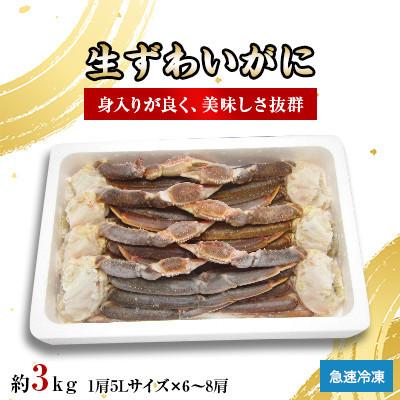 ふるさと納税 岸和田市 【2026年5月30日より順次発送】生ズワイガニ 5Lサイズ 3kg(6〜8肩)