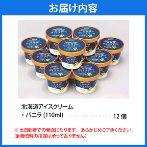 とよとみ牛乳 北海道アイスクリーム バニラ 110ml×12個　（とよとみ牛乳 アイス あいす アイスクリーム カップアイス 詰め合わせ デザート カップデザート クリスマス 贈り物 ギフト 北海道 