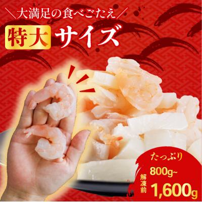 ふるさと納税 松前町 エビいかMIX 1.6kg(800g×2p)|エビ イカ 冷凍 背ワタ取り 海鮮【OKR004_x】 |  | 01