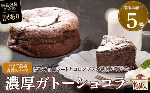 【訳アリ】たまご農場直営スイーツ！ガトーショコラ5号 ホール／Gbn-A54