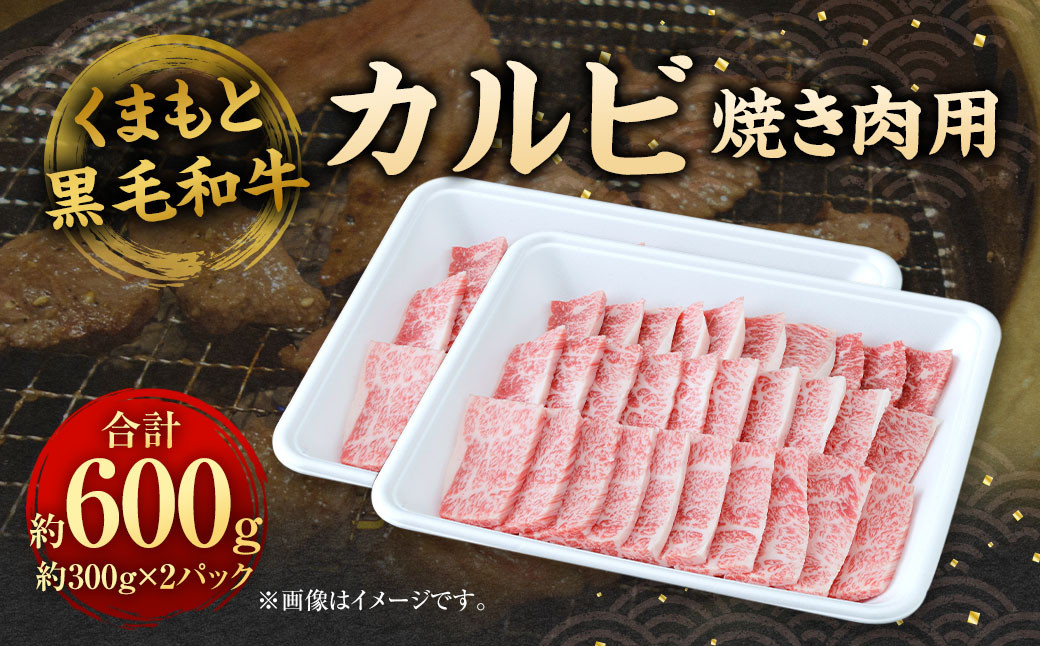 
            くまもと黒毛和牛 焼き肉用カルビ 600g （300g×2パック） 牛肉 お肉
          