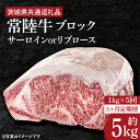 【ふるさと納税】【5ヶ月定期便】　【常陸牛】ブロック 約1kg【定期便】計5回　総量約5kg【茨城県共通返礼品】（HI-27）