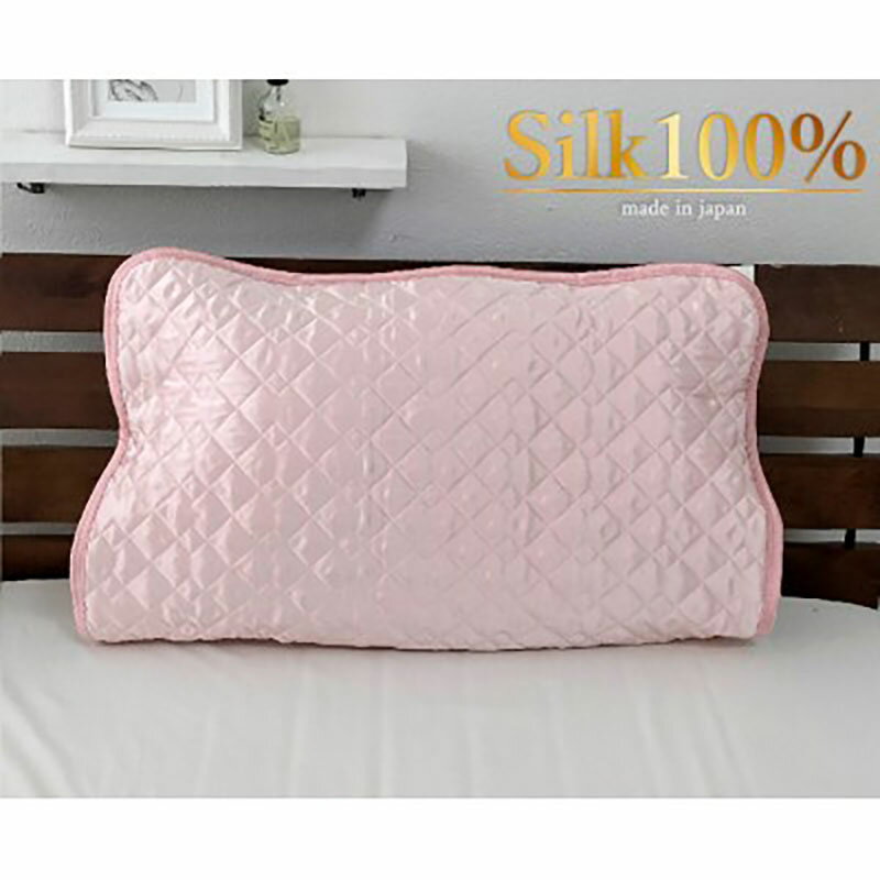 【ふるさと納税】枕カバー Mサイズ 43×63cm ピンク 美髪 ケア シルク 100% サテン 枕パッド 枕パット 枕 カバー 洗える シルクの枕カバー 髪 美容 日本製 寝具 大阪 大阪府 岸和田市　お届け：お申し込み後、3週間程度で順次発送予定