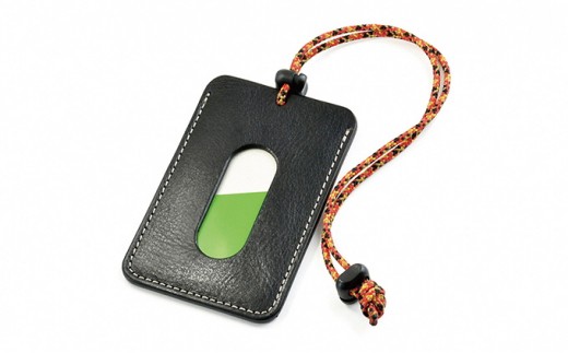 ビンテージオイルレザーのパスケース　ビンテージブラック/レッド