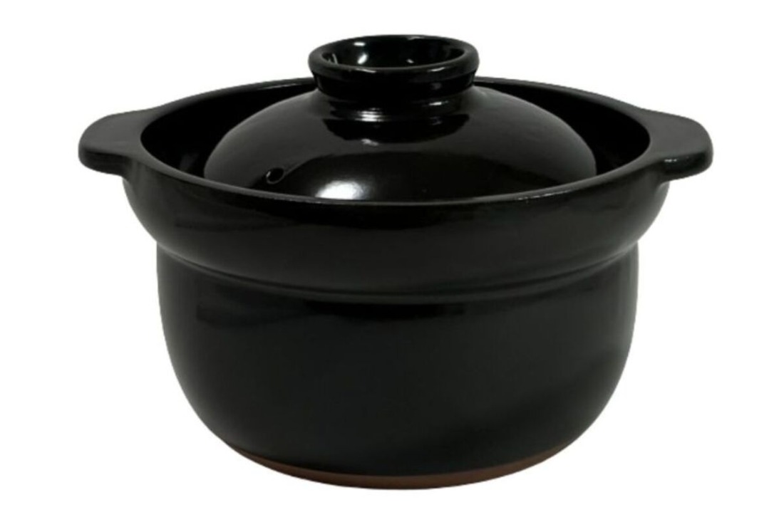 【萬古焼（ばんこやき）】3合厚釜土鍋　黒 内山製陶所 【土鍋 3合 セラミック 直火用 電子レンジ対応 お手入れ簡単 食洗器対応 三重県 三重 四日市市 四日市 四日市市ふるさと納税 四日市ふるさと納税】