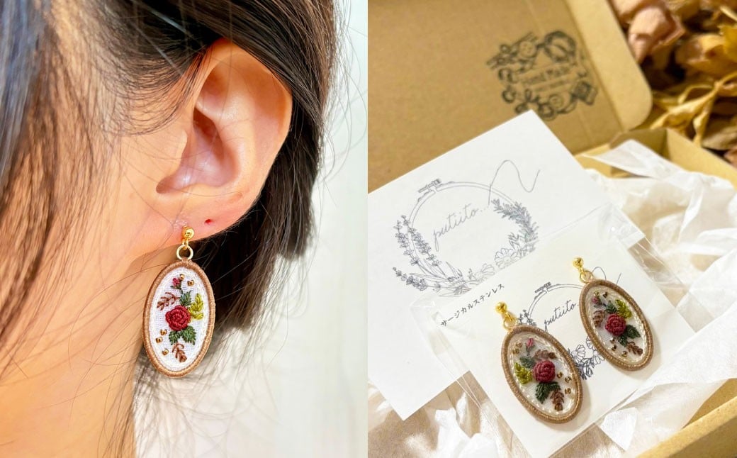 アフタヌーンティーローズピアス （ ボルドー ）