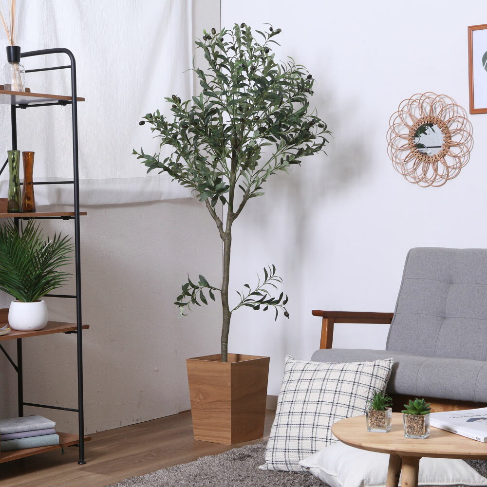 【ふるさと納税】フェイクグリーン オリーブ 150cm ウッド 1個 大型 人工観葉植物 インテリアグリーン ナチュラル インテリア おしゃれ お手入れ不要 水やり不要 ジョイント式 リビング 福岡県北九州市