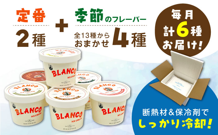 【全3回定期便】ハンドメイドアイスクリーム 食べ比べ 6個セット ( 6種 × 各1個 ) 詰め合わせ アイスクリーム 熊本 山都町 アイス【BLANCO ICE CREAM】[YCM002]