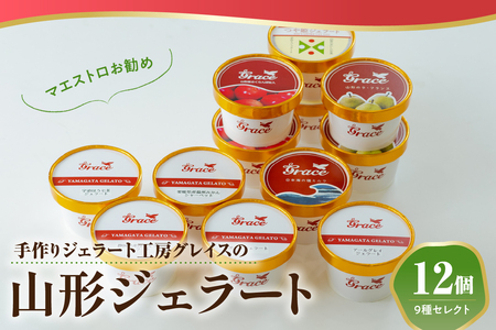 山形ジェラート ＆ ジェラートマエストロお勧め 12個 詰合せ ( 9種類 より セレクト 100ml /個 ) ジェラート アイス ジェラートマエストロ