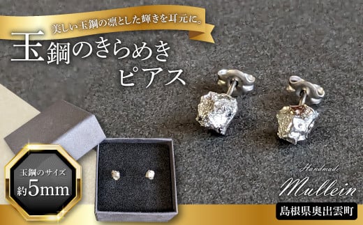 
玉鋼のきらめきピアス【ピアス アクセサリー 玉鋼 プレゼント 贈り物 ギフト お祝い 贈答 たたら製鉄 一点物 チタン オシャレ】
