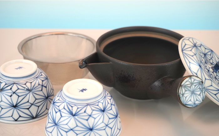 【波佐見焼】麻葉染付 茶器セット 湯飲み 急須 ティーポット 陶器【岩永製陶】 [ZD18]