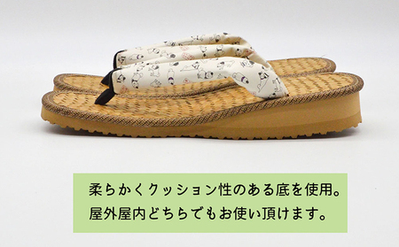 信貴×雪丸 ゆきまる雪駄 屋内屋外兼用 BrW（前坪：黒） 履物 和 和テイスト お祭り お祭り衣装 小物 屋内外兼用 室内で履ける 太めの鼻緒 伝統的履物 手作業 日本の伝統 柄入り鼻緒  9寸（2