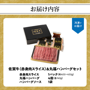 佐賀牛スライス＆丸福ハンバーグセット ／ 赤身肉 牛肉【B023】