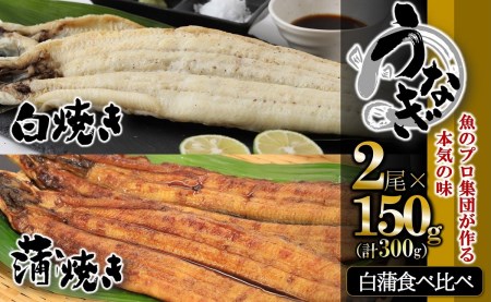 【活うなぎ・一色産】蒲焼き×白焼き 食べ比べセット（各１尾×150g）（22-59）