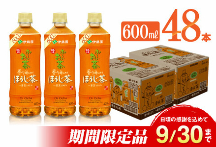 お～いお茶 ほうじ茶 600ml×48本 【 飲料 飲み物 ソフトドリンク お茶 ペットボトル ケース 備蓄 送料無料 】