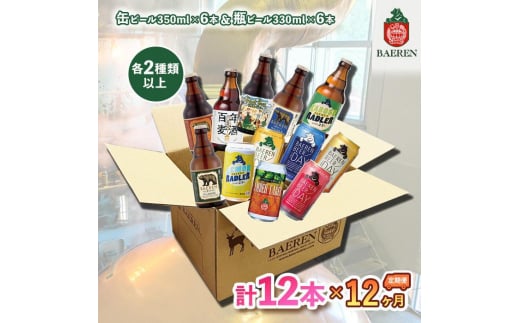 ベアレン醸造所 缶ビール×6本＆瓶ビール×6本 飲み比べ定期12本セット 12ヶ月お届け