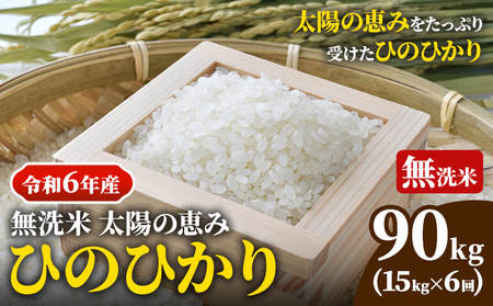 【令和6年産】無洗米 岡山県産 ひのひかり 笠岡産 90kg(15kg×6回)《10月下旬-9月下旬頃出荷》農事組合法人奥山営農組合 太陽の恵み\