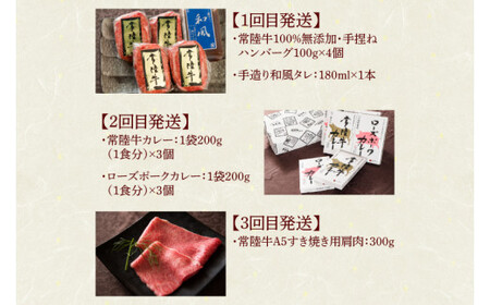 DU-111　【定期便 全12回】茨城県産 常陸牛 12ヶ月 定期便 Aコース ハンバーグ 焼肉 すき焼き しゃぶしゃぶ コンビーフ レトルトカレー【肉のイイジマ】