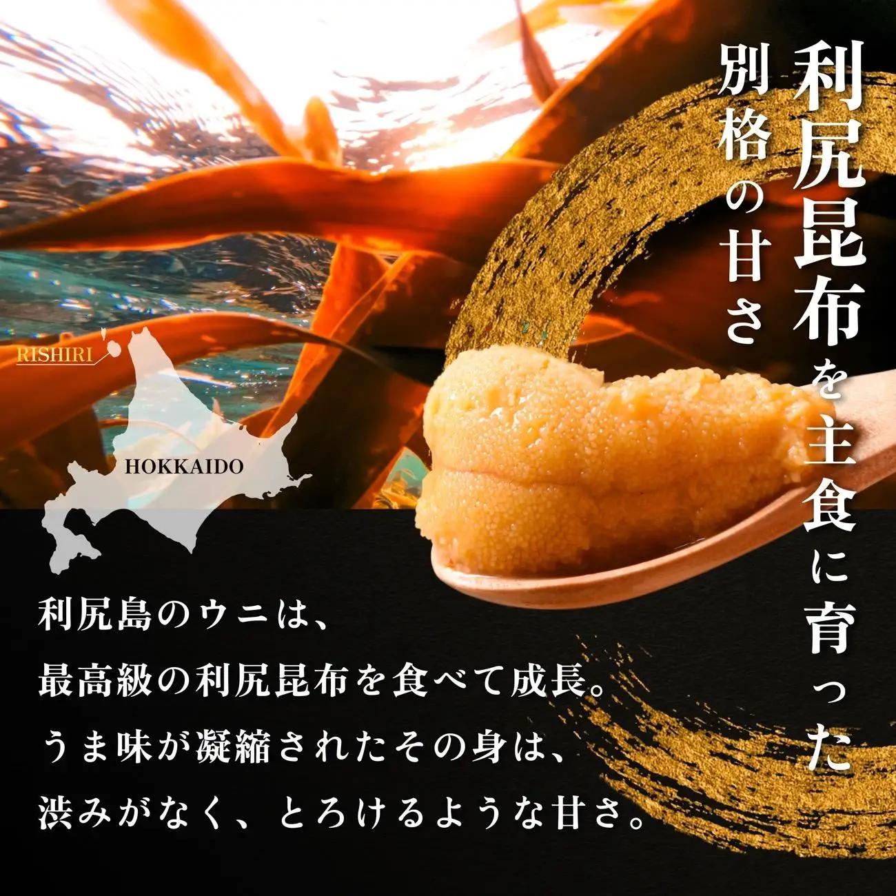 【2026年発送受付】利尻産「朝どり」生うに 食べ切り塩水パック50g×2（ムラサキウニ）【7~8月発送分】｜北海道 朝獲れ 天然 塩水  無添加 ミョウバン不使用 [1090026]