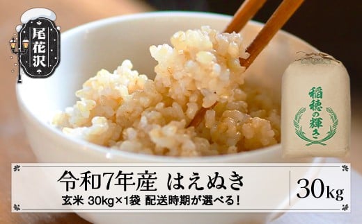 令和7年産 新米 玄米 はえぬき 30kg 30kg×1袋 1月下旬発送 kk-hagxa30-1s
