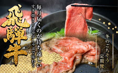 飛騨牛すき焼き すきしゃぶ定期便 4回 すき焼き定期便 たれ付すき焼き 5等級 すき焼き