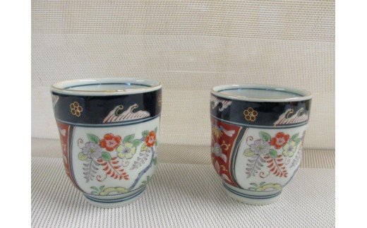 【伊万里焼】古伊万里藤花　大コップ・小コップセット H463