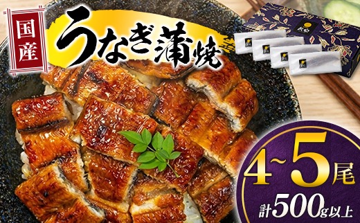 極上鰻！うまい！＜宮崎県産 うなぎ蒲焼 4～5尾 計500g以上＞【c1451_mn】