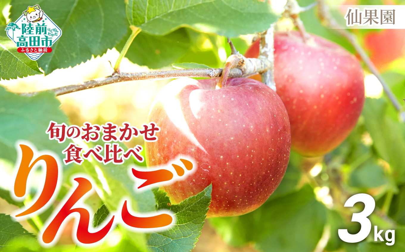 
            【先行予約】 品種おまかせ 旬のりんご 食べ比べセット 約3kg  (目安：8～10玉) 2種類以上 【りんご リンゴ 果物 フルーツ 産地直送 新鮮 旬 仙果園 】 9月上旬頃から発送予定 RT2466
          