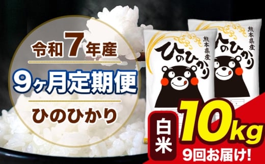新米 令和7年産 【9ヶ月定期便】 ひのひかり 白米 10kg 5kg×2袋 計9回お届け 熊本県産 こめ コメ 精米 荒尾市 ひの 米 定期 《お申込み翌月から出荷》