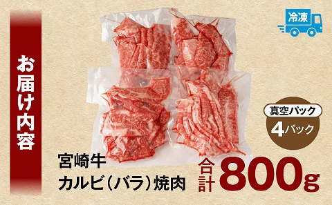 宮崎牛カルビ(バラ)焼肉 合計800g 牛バラ 黒毛和牛 国産牛肉 