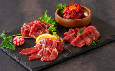 ふじ馬刺し詰合せ【雅】 / 食べ比べ 国産 馬肉 赤身 熊本県 菊陽町 【株式会社フジチク】[BHAD105]