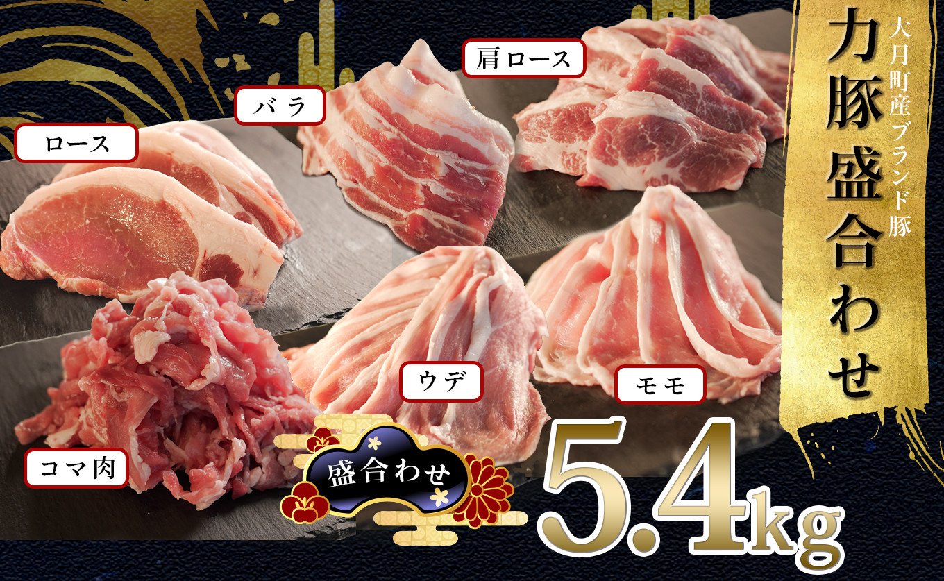 
【高知県 大月町産ブランド豚】力豚5.4kg盛り合わせ
