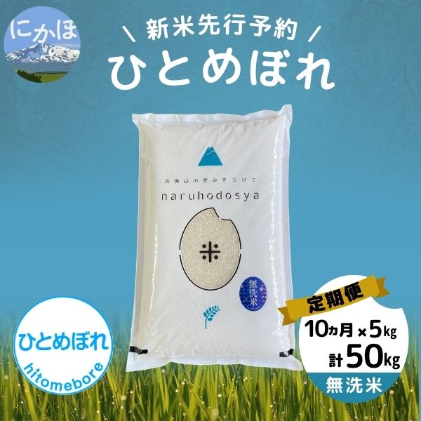 【令和5年産新米予約】<10ヵ月定期便>【無洗米】ひとめぼれ5kg×10回