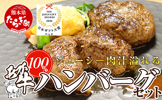 あか牛 100％ ハンバーグ 120g×6個 あか牛のたれ200ml セット 【 ハンバーグ あか牛 牛肉 肉 熊本産 国産牛 和牛 旨味 うま味 ぎっしり 熊本県 多良木町 牛肉 タレ付 】046-0455