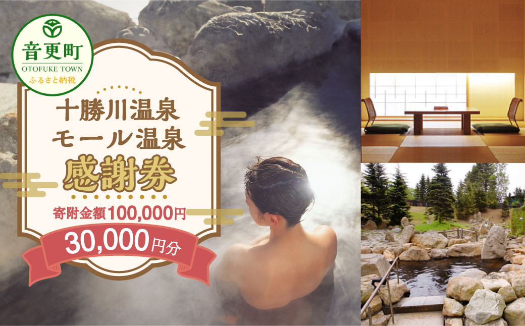 
十勝川温泉モール温泉感謝券30,000円分【T-100000】
