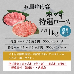 オリーブ牛 特選ロース すき・しゃぶセット 牛肉 オリーブ牛【1kg】