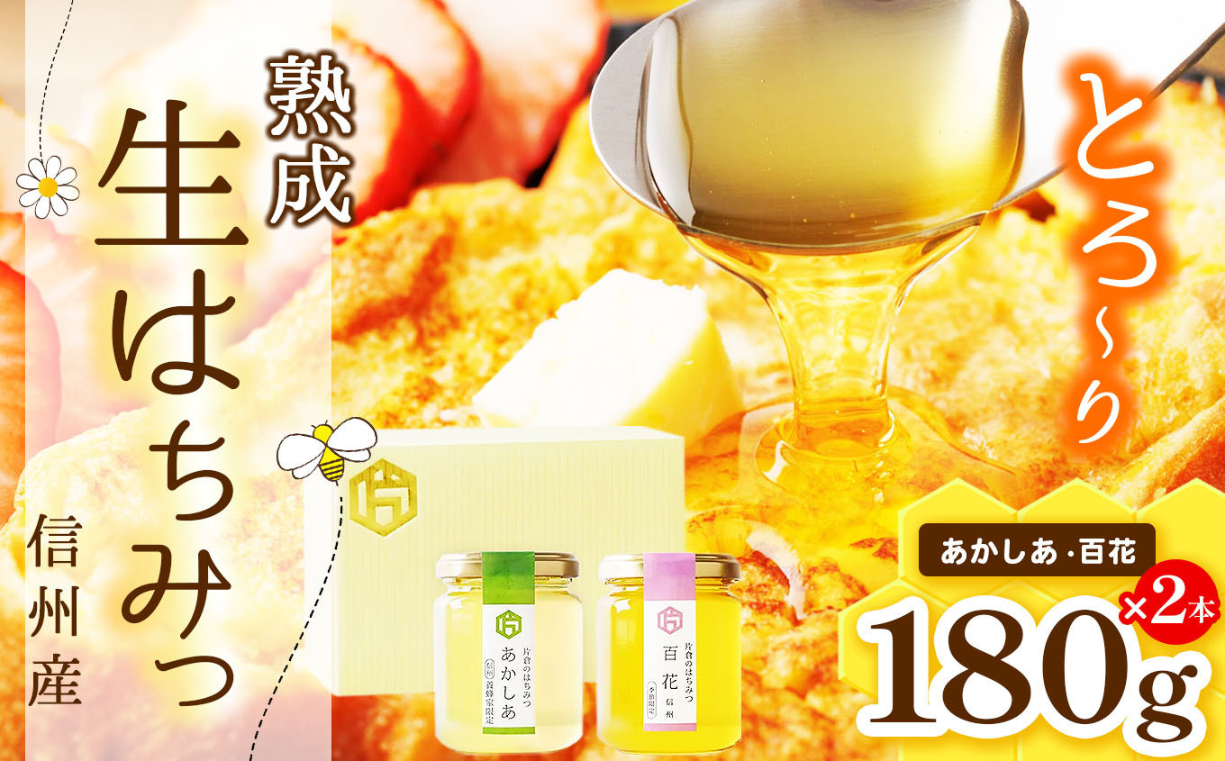 
            【熟成生はちみつ】信州産はちみつ 2本セット （ あかしあ・百花信州 ）
          