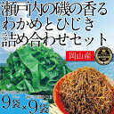 【ふるさと納税】瀬戸内で採れた島磯香る わかめ 22g×9袋と ひじき 28g×9袋 セット【岡山 瀬戸内海 鉄釜炊 天然】　【鉄釜製法 鉄分 無添加 無着色 添加物不使用 】