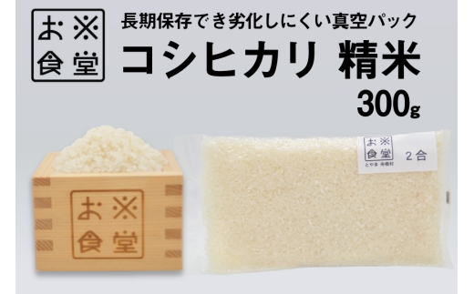 米 コシヒカリ 真空パック 精米 300g [お米食堂 富山県 舟橋村 57050249] お米 米 こめ コメ 無洗米 白米 精米 ごはん 真空包装 真空パック 備蓄 長期保存 富山県産