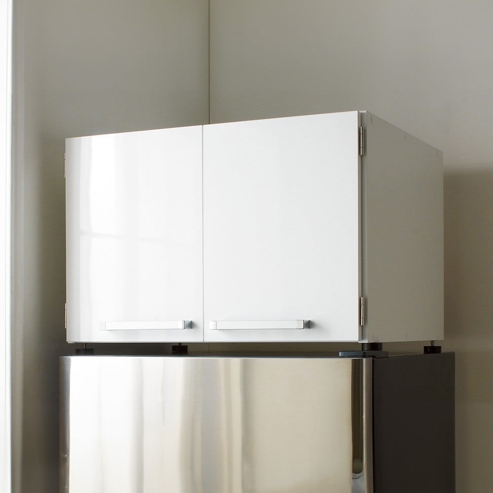 
            光沢仕上げ・冷蔵庫上ストッカー 幅63cm（脚部65cm）【2色（ホワイト/シルバー）より選択可能】_1300400843
          