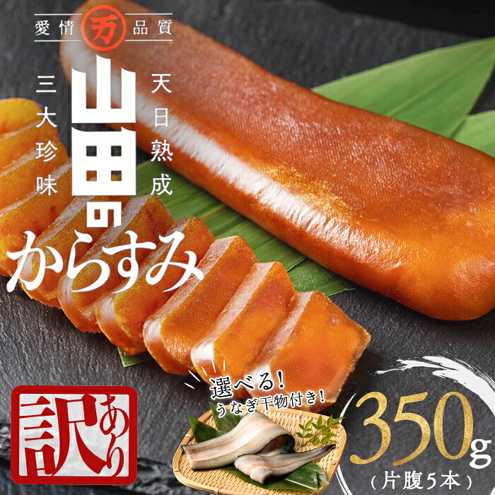 【ふるさと納税】【内容が選べる！】【訳あり】国産からすみ 片腹5本（350g以上）選べる！うなぎ干物1尾付きセット カラスミ 唐墨 おつまみ 干物 干し物 魚卵 珍味 冷凍 鹿児島県 垂水市【山田水産】