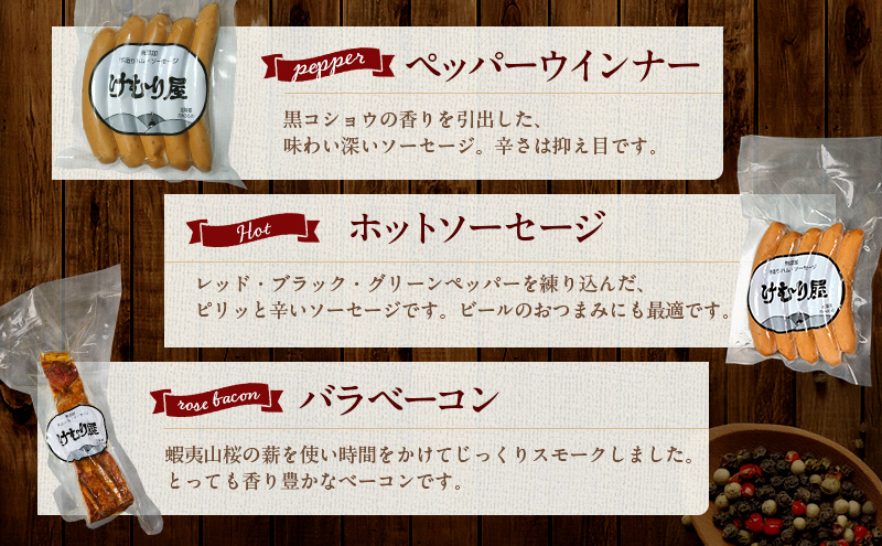 無添加 ソーセージ ベーコン セット けむり屋 詰め合わせ ポークソーセージ ポーク フランクフルト ペッパーウインナー ペッパー バラベーコン ウインナー ウィンナー 加工肉 お肉 肉 豚肉 北海道