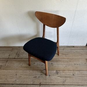 Karl Dining Chair ヘリンボーン ネイビー ダークブラウンフレーム【SWOF】【1573464】