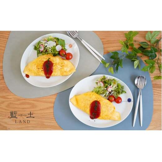 有田焼 藍土オリジナルオーバルプレート/青玉・赤玉ペアセット【藍土】 35000円 3.5万円 A35-424