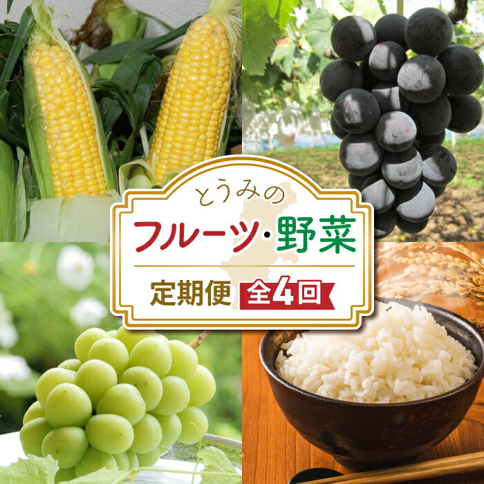 【ふるさと納税】【全4回】とうみのフルーツ・野菜頒布会 スイートコーン 八重原米 シャインマスカット 巨峰