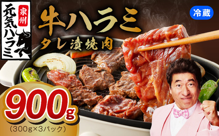 【冷蔵配送】牛ハラミ 味付け 焼肉用 900g（300g×3）【牛肉 焼肉用 焼くだけ 冷蔵 小分け 焼肉 BBQ 肉厚 人気 高評価 訳あり サイズ不揃い 家計応援 消費応援品 数量限定】